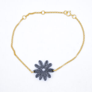 Pulsera Daisy Black – Plata de Ley bañada en Oro