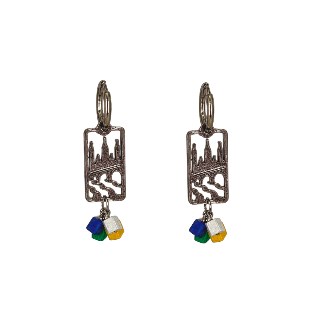 PENDIENTES MEDALLA DEL PILAR-PLATA